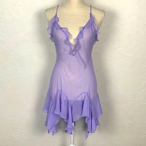 Y2K 2000s Sugar Plum Fairy Frilly Ruffles Asymmetrical Lingerie Dress Size M
